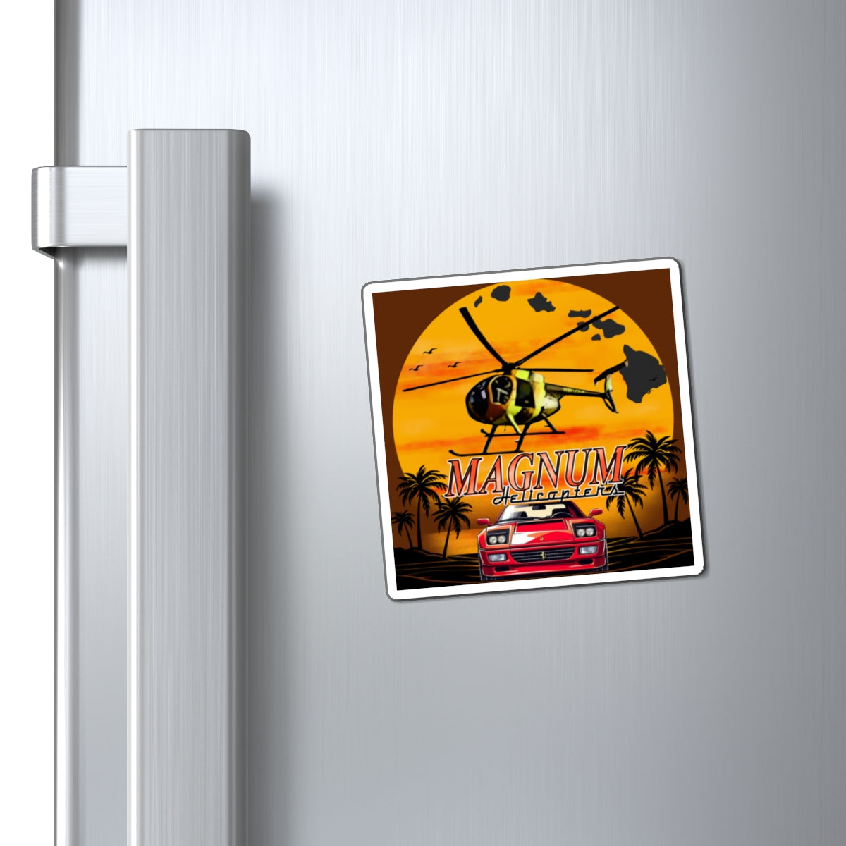 Magnum & Sports Car Sunset Magnet