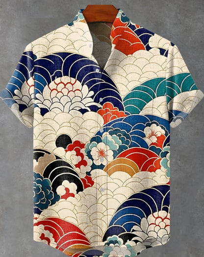 Men's Aloha Shirt Abstract Patchwork Pattern Art Print Shirt Beach