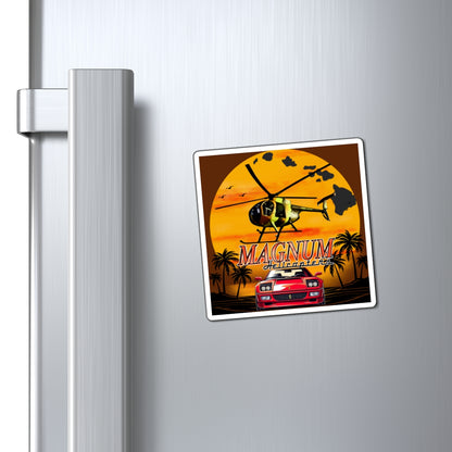 Magnum & Sports Car Sunset Magnet