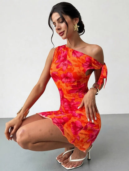 Women'S Casual Off-Shoulder Slouchy Strappy Sleeveless Short Skirt Dress