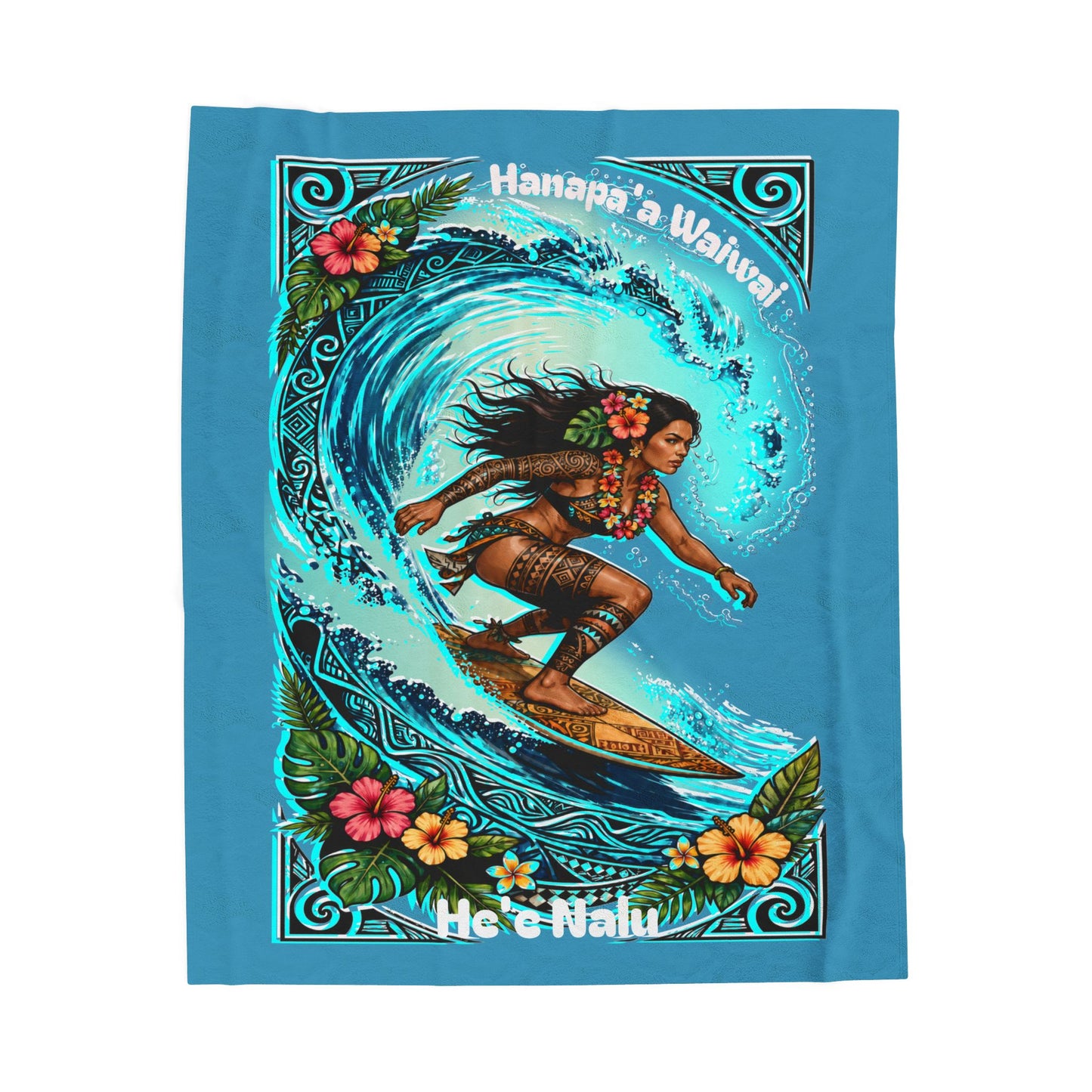 Hanapa'a Waiwai — Heʻe Nalu Velveteen Throw Blanket