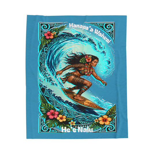 Hanapa'a Waiwai — Heʻe Nalu Velveteen Throw Blanket