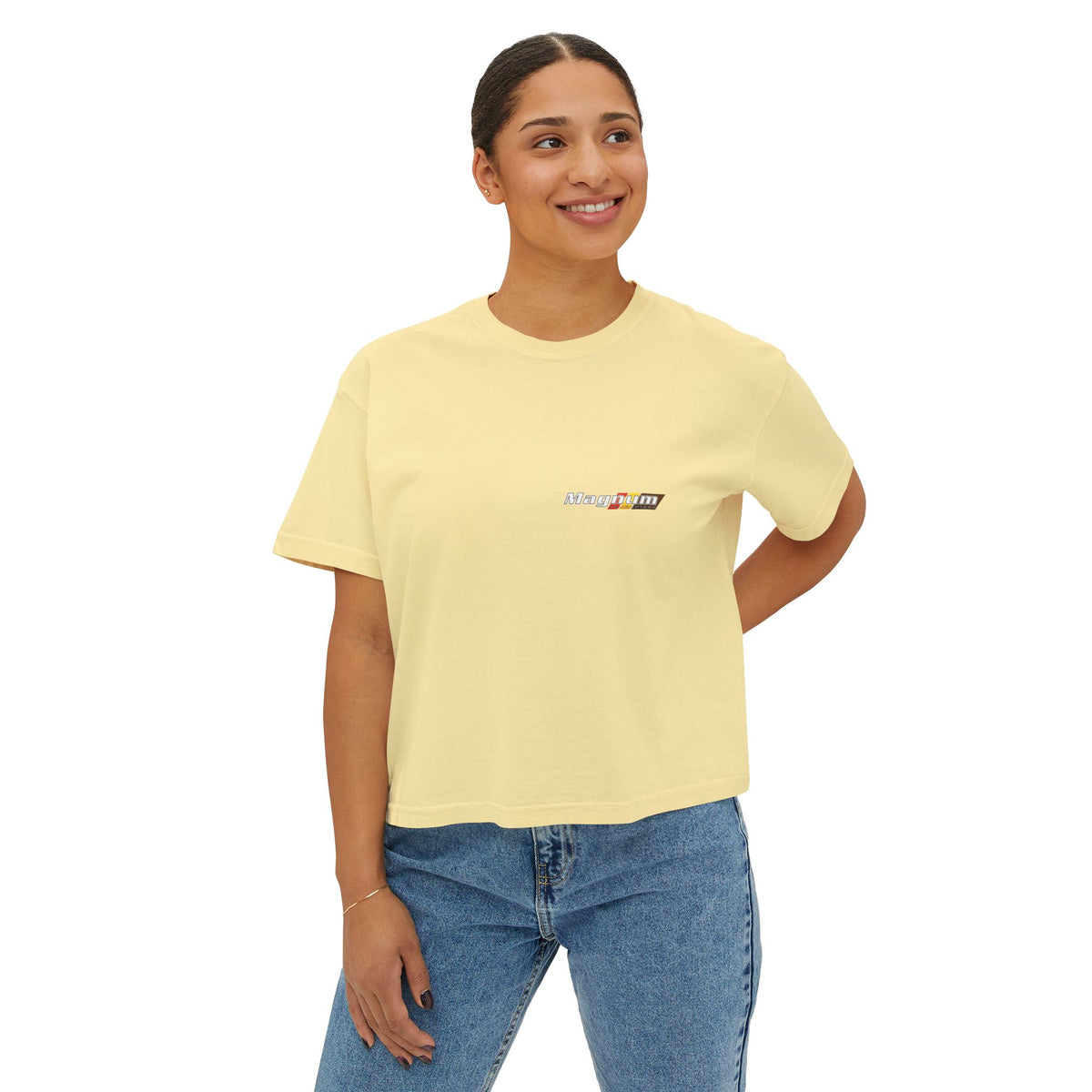 Magnum's Women's Boxy Tee —Magnum Islands Back Print