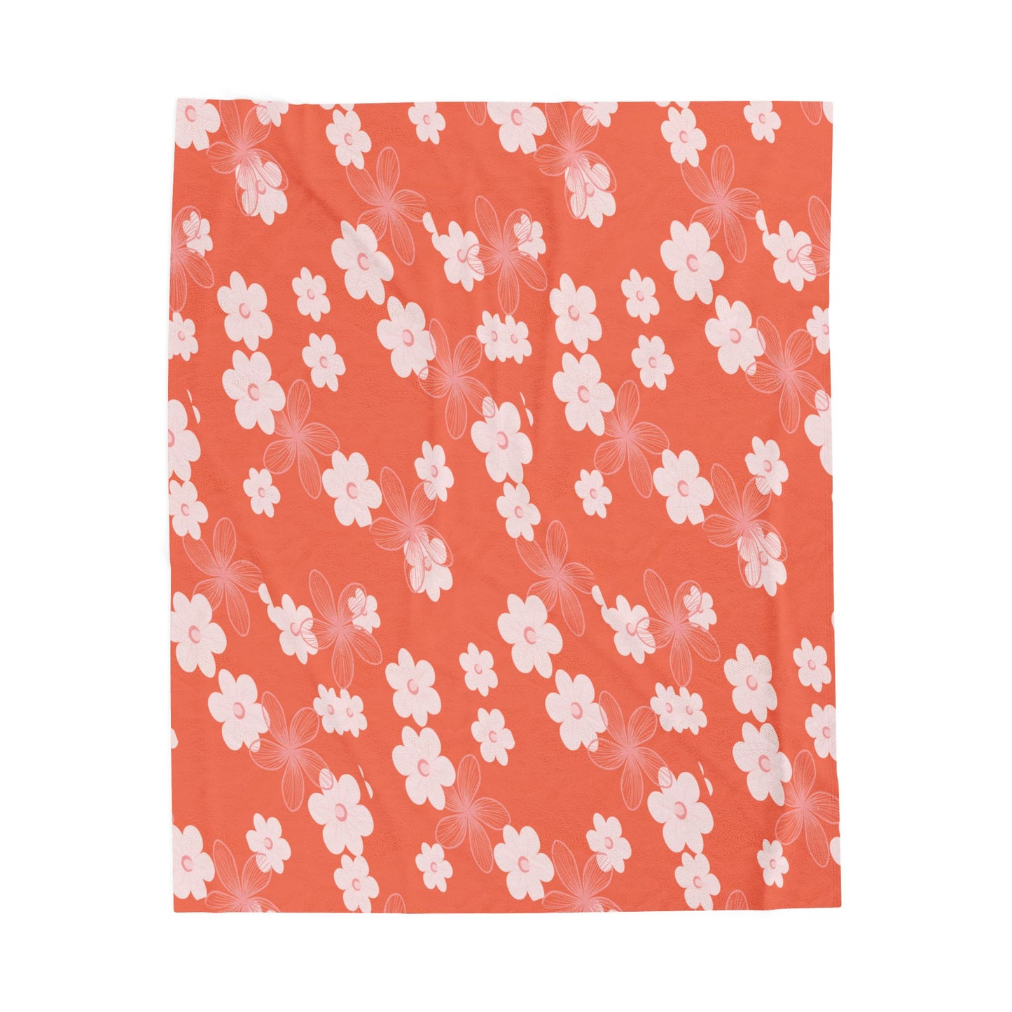 Ui Waiwai- Coral Bloom Velveteen Plush Throw Blanket