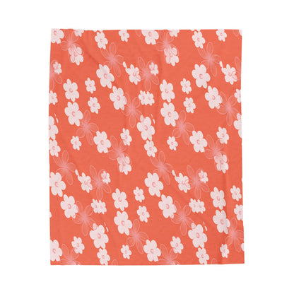 U'i Waiwai — Coral Bloom Velveteen Plush Throw Blanket
