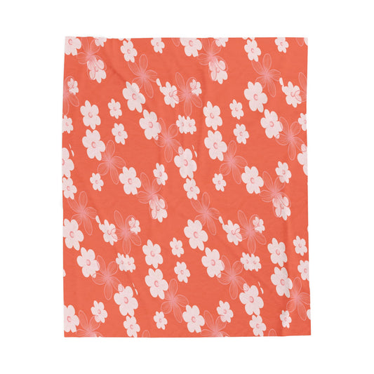 Ui Waiwai- Coral Bloom Velveteen Plush Throw Blanket