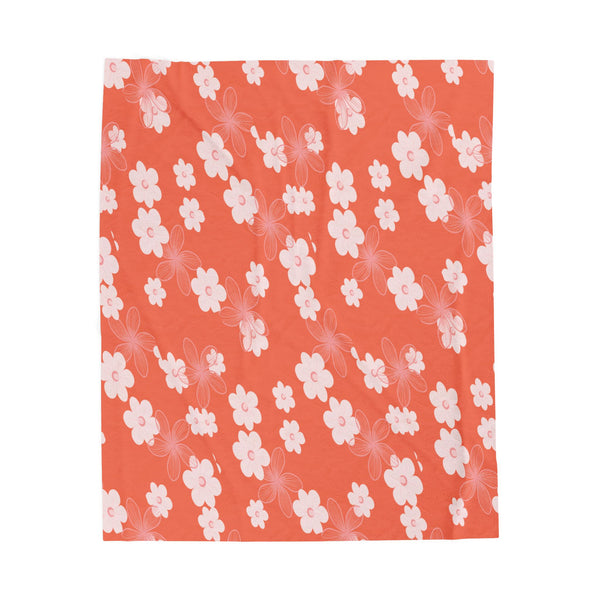 Ui Waiwai- Coral Bloom Velveteen Plush Throw Blanket