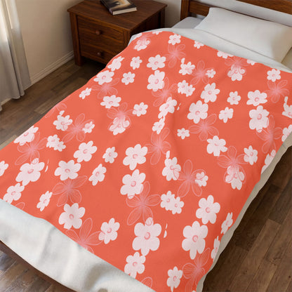 U'i Waiwai — Coral Bloom Velveteen Plush Throw Blanket