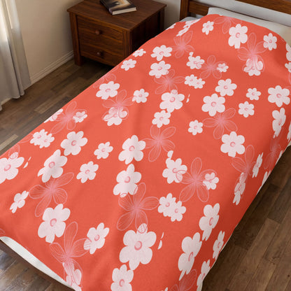 U'i Waiwai — Coral Bloom Velveteen Plush Throw Blanket