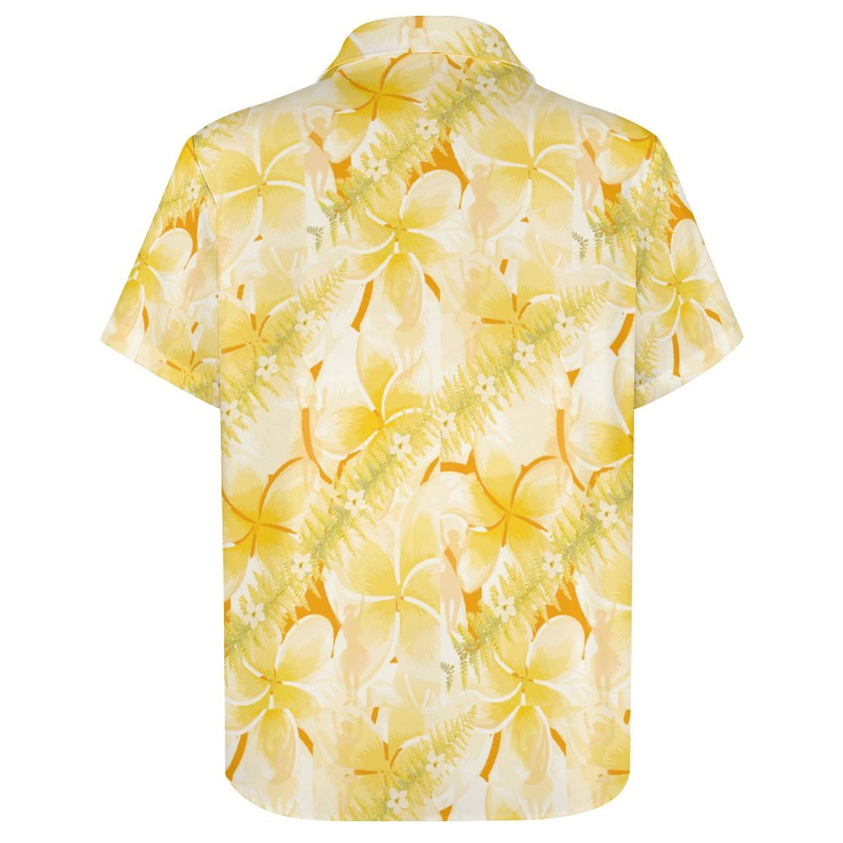 U'i Waiwai — Plumeria Hula Print Women's Lapel Collar Shirt