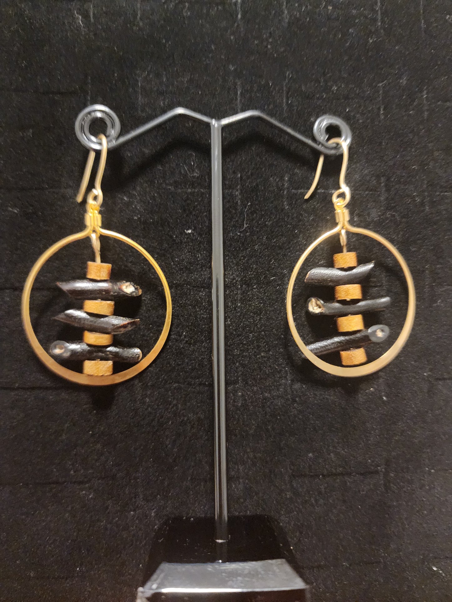 Golden Black Hoops — Hawaiian Coral Earrings