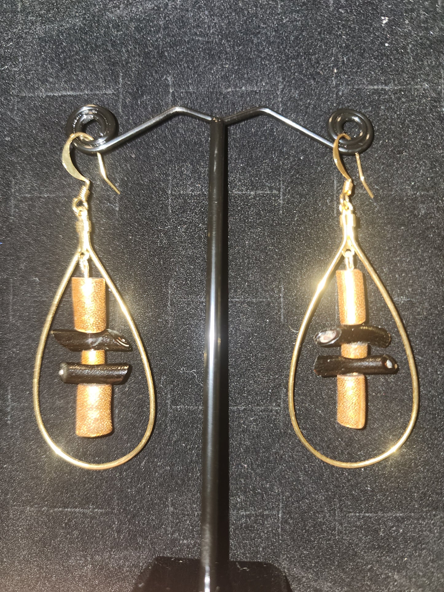 Golden Black Hoops — Hawaiian Coral Earrings