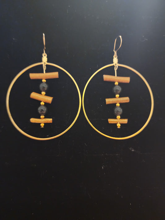 Golden Black Hoops