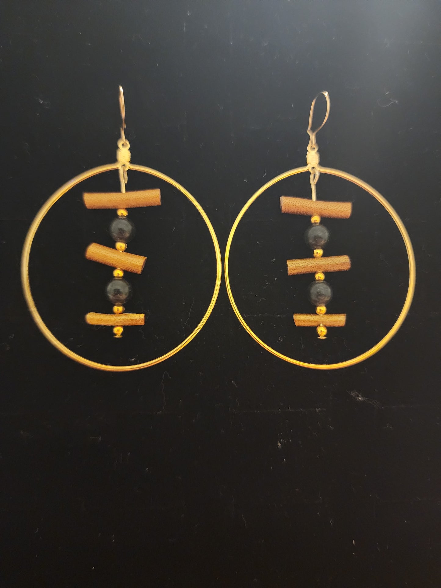 Golden Black Hoops — Hawaiian Coral Earrings