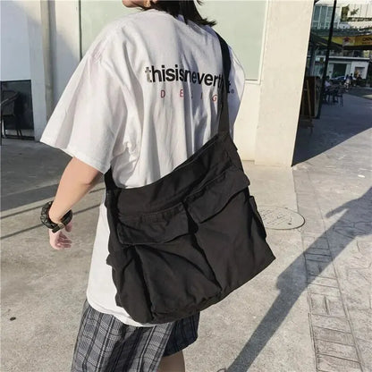 Canvas Shoulder Bag Women Solid Soft Travel Women Crossbody Bag Large Capacity Fashion Handbag Tote Bag Women