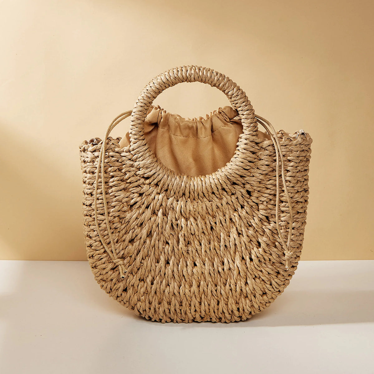 Handwoven Rattan Half-Moon Beach Handbag Large Capacity Women Summer Hollow Out Crossbody Shoulder Bag