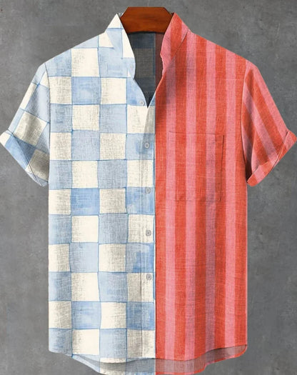Men's Aloha Shirt Abstract Patchwork Pattern Art Print Shirt Beach