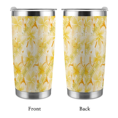 Hanapa'a Waiwai — Plumeria Hula Print 20oz Silver Rim Car Cup
