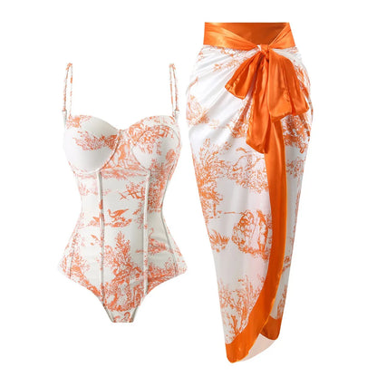 U'i Waiwai — Toile Print Corset Waist Tankini