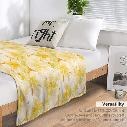 Hanapa'a Waiwai — Plumeria Hula Print Flannel Throw Blanket 40"×50"