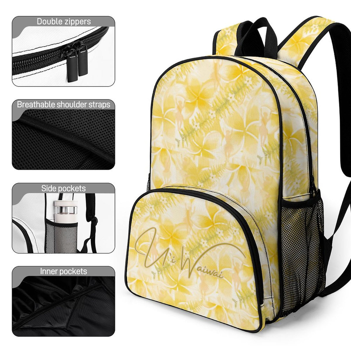 Large U'i Waiwai Plumeria Backpack