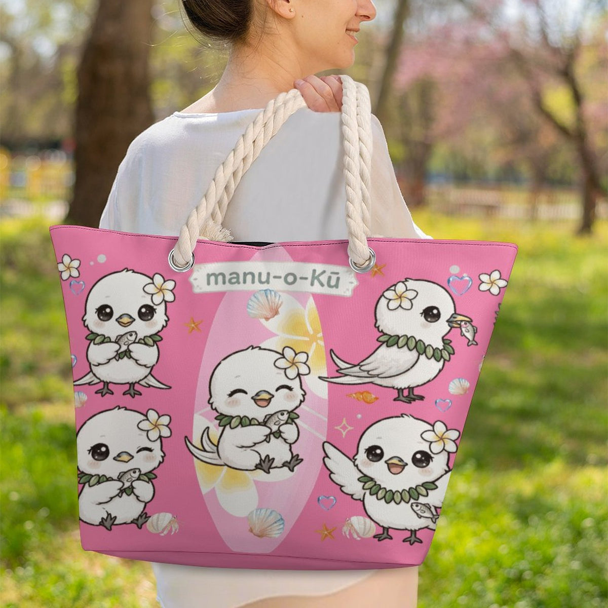 Hanapa'a Waiwai — Manu-O-Kū  Print Large Jute Market Bag