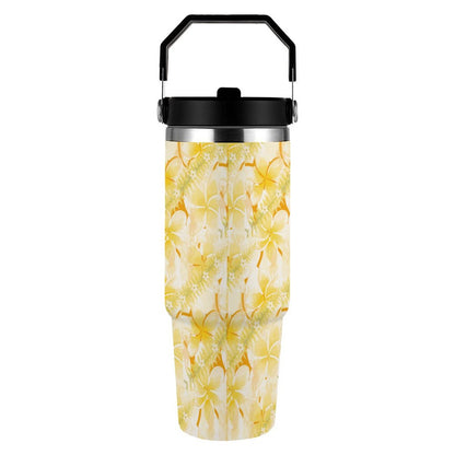 Hanapa'a Waiwai — Plumeria Hula Print 30oz Car Cup with Handle