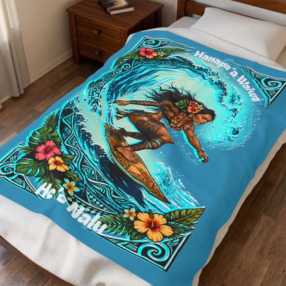 Hanapa'a Waiwai — Heʻe Nalu Velveteen Throw Blanket