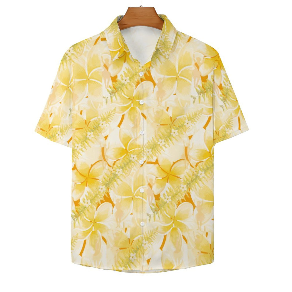 U'i Waiwai — Plumeria Hula Print Women's Lapel Collar Shirt
