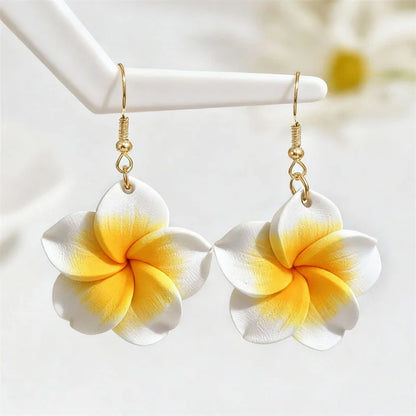 U'i Waiwai — Pua Melia Plumeria Drop Earrings