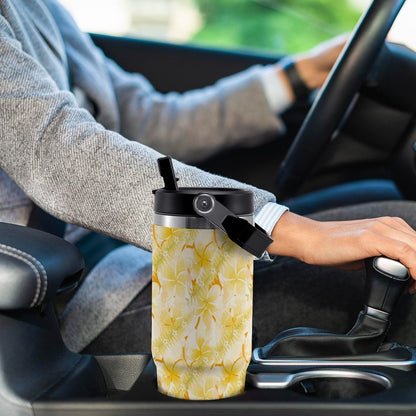 Hanapa'a Waiwai — Plumeria Hula Print 30oz Car Cup with Handle