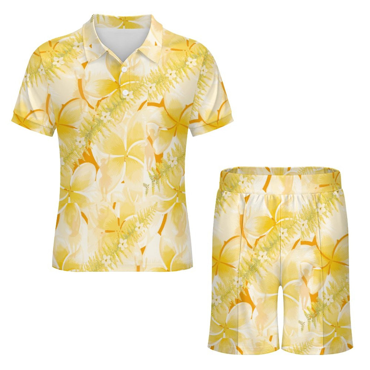 Hanapa'a Waiwai — Aloha Shirt with Plumeria Men's Set