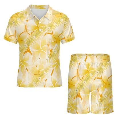 Hanapa'a Waiwai — Aloha Shirt with Plumeria Men's Set
