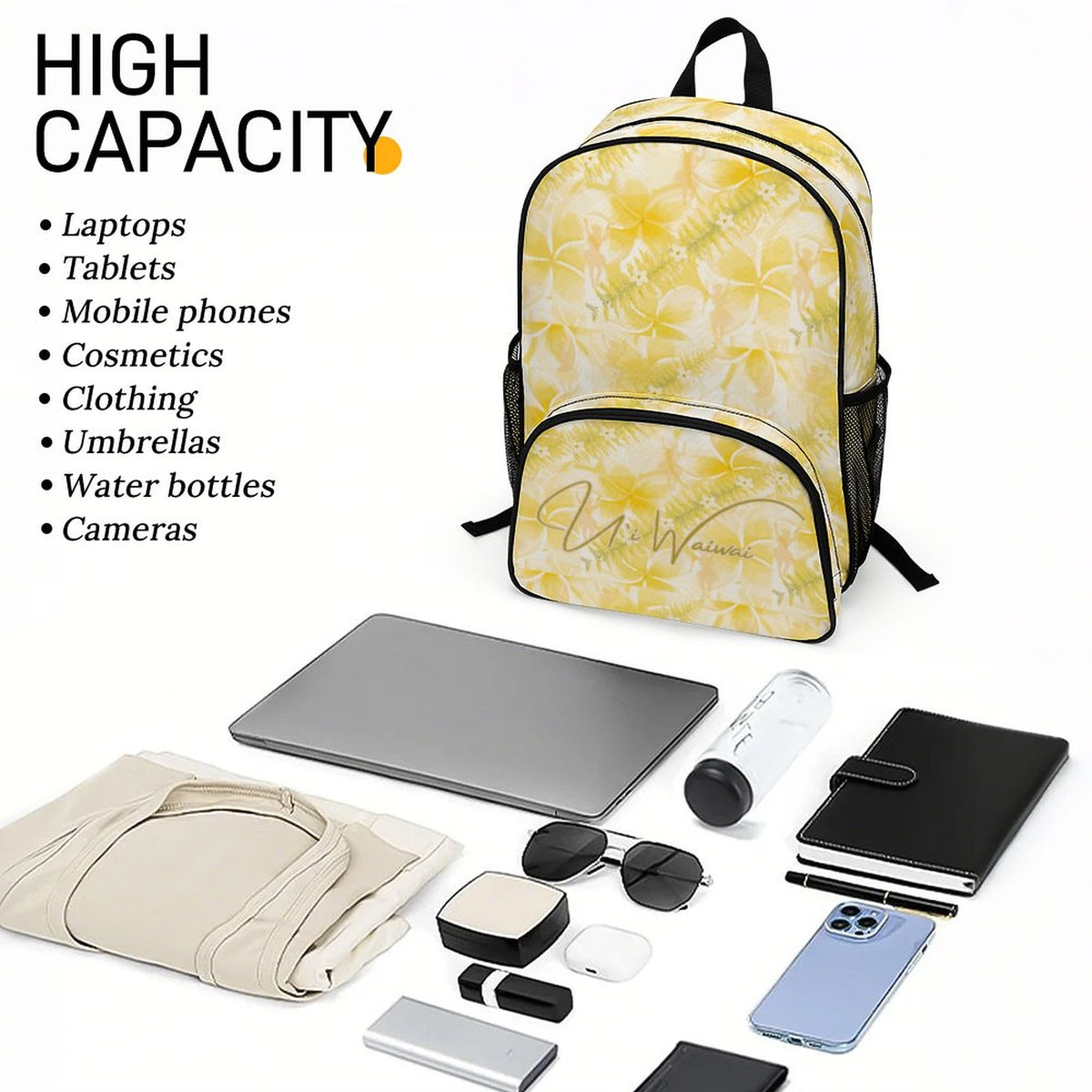 Large U'i Waiwai Plumeria Backpack