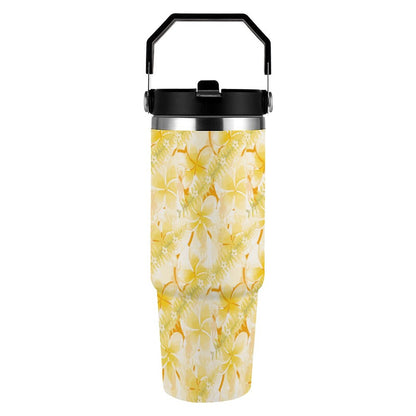 Hanapa'a Waiwai — Plumeria Hula Print 30oz Car Cup with Handle