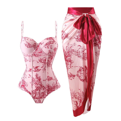 U'i Waiwai — Toile Print Corset Waist Tankini