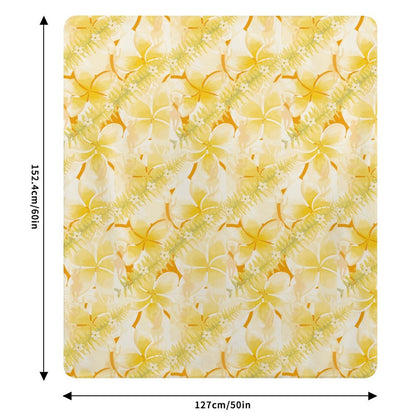 Hanapa'a Waiwai — Plumeria Hula Print Sherpa Fleece Throw Blanket 50"×60"
