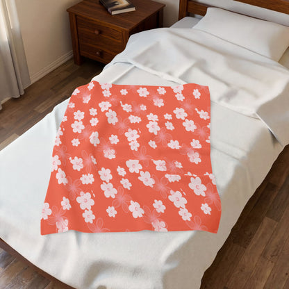 U'i Waiwai — Coral Bloom Velveteen Plush Throw Blanket
