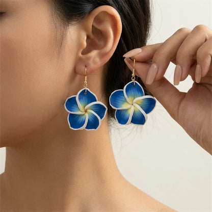 U'i Waiwai — Pua Melia Plumeria Drop Earrings