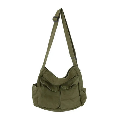Canvas Shoulder Bag Women Solid Soft Travel Women Crossbody Bag Large Capacity Fashion Handbag Tote Bag Women