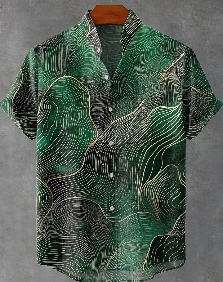 Men's Aloha Shirt Abstract Patchwork Pattern Art Print Shirt Beach