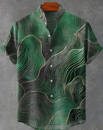Men's Aloha Shirt Abstract Patchwork Pattern Art Print Shirt Beach