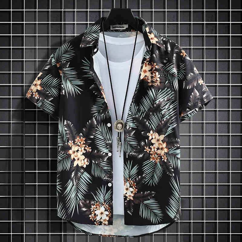 Men's Holiday Lapel Shirts Camisa 3d Print Short Sleeve Hawaiian Shirts Blouse New in Men's Beach Aloha Shirt Tops