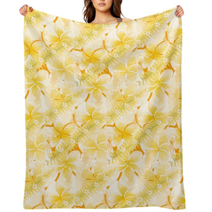 Hanapa'a Waiwai — Plumeria Hula Print Flannel Throw Blanket 40"×50"