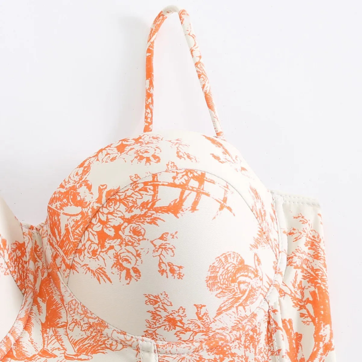 U'i Waiwai — Toile Print Corset Waist Tankini