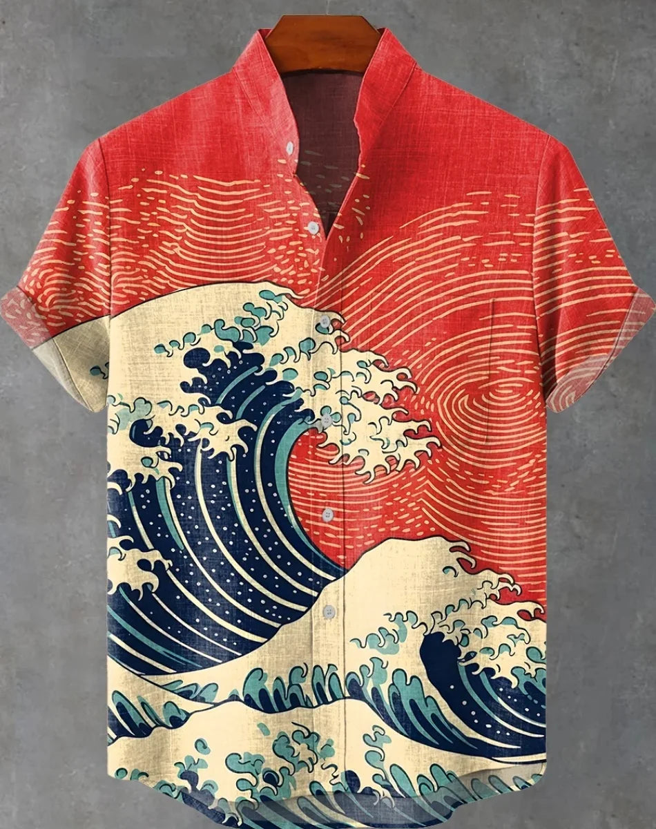 Men's Aloha Shirt Abstract Patchwork Pattern Art Print Shirt Beach