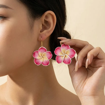 U'i Waiwai — Pua Melia Plumeria Drop Earrings