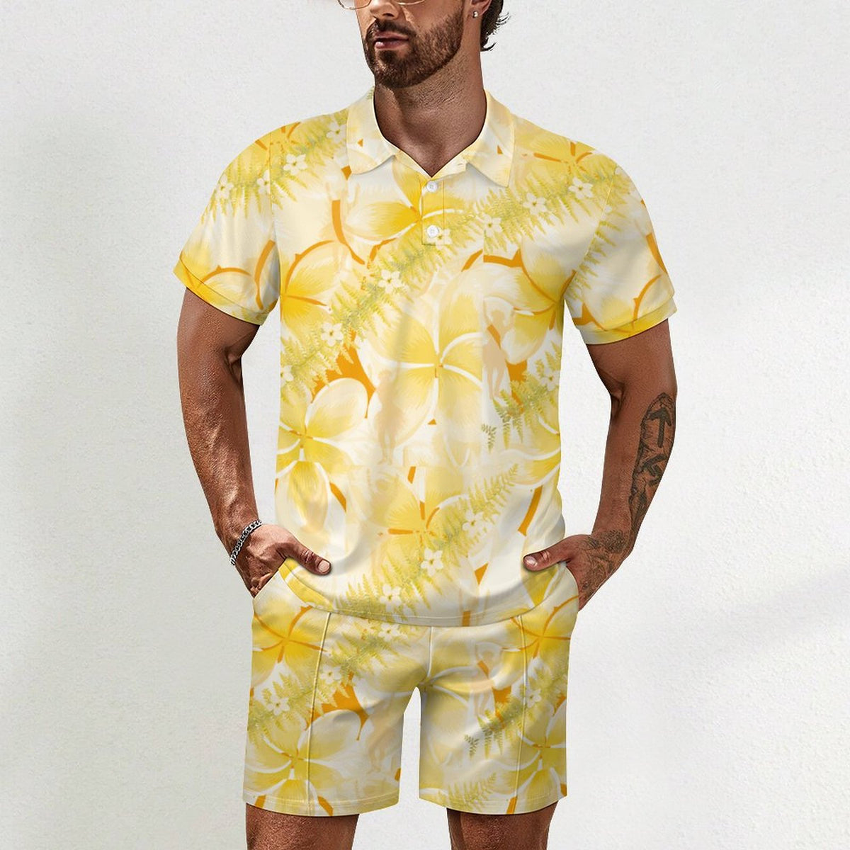 Hanapa'a Waiwai — Aloha Shirt with Plumeria Men's Set