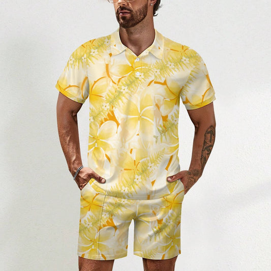Hanapa'a Waiwai — Aloha Shirt with Plumeria Men's Set