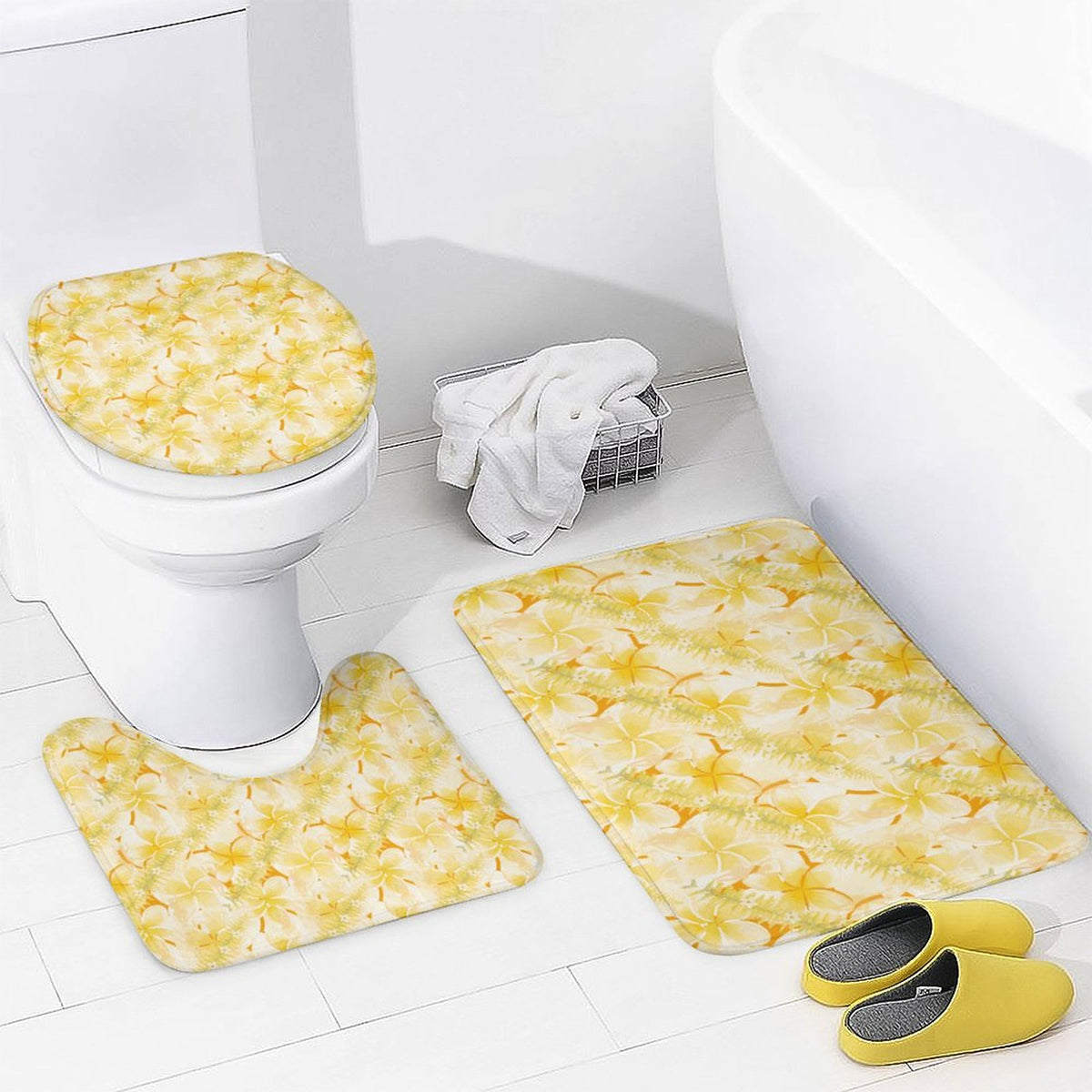 Hanapa'a Waiwai — Plumeria Hula Print Bathroom 4-Piece Set